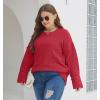 imageXIEERDUO Oversized Sweaters for Women Crewneck Long Sleeve Fuzzy Knit Warm Pullover SweaterBared