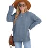 imageXIEERDUO Oversized Sweaters for Women Crewneck Long Sleeve Fuzzy Knit Warm Pullover SweaterBbblue