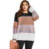 imageXIEERDUO Oversized Sweaters for Women Crewneck Long Sleeve Fuzzy Knit Warm Pullover SweaterBbcolor Block1