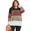 imageXIEERDUO Oversized Sweaters for Women Crewneck Long Sleeve Fuzzy Knit Warm Pullover SweaterBbcolor Block3