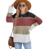 imageXIEERDUO Oversized Sweaters for Women Crewneck Long Sleeve Fuzzy Knit Warm Pullover SweaterBbcolor Block3