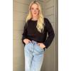 imageXIEERDUO Oversized Sweaters for Women Crewneck Long Sleeve Fuzzy Knit Warm Pullover SweaterCblack