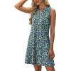 imageXIEERDUO Summer Dresses for Women 2025 Beach Vacation Clothes V Neck Button Sundresses with PocketsA Floral 03