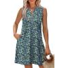 imageXIEERDUO Summer Dresses for Women 2025 Beach Vacation Clothes V Neck Button Sundresses with PocketsA Floral 03