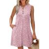 imageXIEERDUO Summer Dresses for Women 2025 Beach Vacation Clothes V Neck Button Sundresses with PocketsA Floral 06