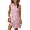 imageXIEERDUO Summer Dresses for Women 2025 Beach Vacation Clothes V Neck Button Sundresses with PocketsA Floral 06