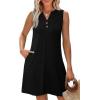 imageXIEERDUO Summer Dresses for Women 2025 Beach Vacation Clothes V Neck Button Sundresses with PocketsBlack