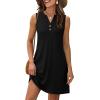 imageXIEERDUO Summer Dresses for Women 2025 Beach Vacation Clothes V Neck Button Sundresses with PocketsBlack