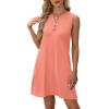 imageXIEERDUO Summer Dresses for Women 2025 Beach Vacation Clothes V Neck Button Sundresses with PocketsCoral