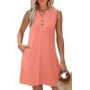 imageXIEERDUO Summer Dresses for Women 2025 Beach Vacation Clothes V Neck Button Sundresses with PocketsCoral