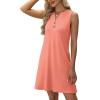 imageXIEERDUO Summer Dresses for Women 2025 Beach Vacation Clothes V Neck Button Sundresses with PocketsCoral