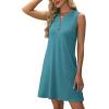 imageXIEERDUO Summer Dresses for Women 2025 Beach Vacation Clothes V Neck Button Sundresses with PocketsPlain Blue