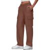 imageXIEERDUO Womens 2024 Spring Summer Pants Casual Cargo Sweatpants Wide Leg High Waisted Trousers with 6 PocketA Coffee
