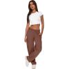 imageXIEERDUO Womens 2024 Spring Summer Pants Casual Cargo Sweatpants Wide Leg High Waisted Trousers with 6 PocketA Coffee
