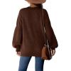 imageXIEERDUO Womens Balloon Sleeve Mock Neck Casual Sweaters Fuzzy Knitted Pullvoer Sweater Warm