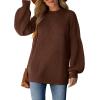 imageXIEERDUO Womens Balloon Sleeve Mock Neck Casual Sweaters Fuzzy Knitted Pullvoer Sweater Warm