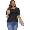 imageXIEERDUO Womens Pleated Tops Dressy Casual Short Sleeve TShirts Fashion Blouses Loose Curved Hem Long Tunic S3XLA Black