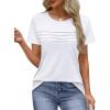 imageXIEERDUO Womens Pleated Tops Dressy Casual Short Sleeve TShirts Fashion Blouses Loose Curved Hem Long Tunic S3XLA White