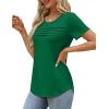 imageXIEERDUO Womens Pleated Tops Dressy Casual Short Sleeve TShirts Fashion Blouses Loose Curved Hem Long Tunic S3XLGreen