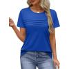 imageXIEERDUO Womens Pleated Tops Dressy Casual Short Sleeve TShirts Fashion Blouses Loose Curved Hem Long Tunic S3XLRoyal Blue