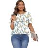imageXIEERDUO Womens Pleated Tops Dressy Casual Short Sleeve TShirts Fashion Blouses Loose Curved Hem Long Tunic S3XLZ Floral Leaf
