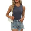imageXIEERDUO Womens Summer Tank Tops Racerback High Neck Basic Casual Slim Fit Sleeveless 3 Pack013 Pack Black Beige Grey