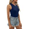 imageXIEERDUO Womens Summer Tank Tops Racerback High Neck Basic Casual Slim Fit Sleeveless 3 Pack063 Pack Black Blue Green