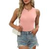 imageXIEERDUO Womens Summer Tank Tops Racerback High Neck Basic Casual Slim Fit Sleeveless 3 Pack063 Pack Black White Pink