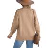 imageXIEERDUO Womens Sweaters Knit Crewneck Fall Fashion 2023 Oversized Sweater Pullover Tops Khaki L