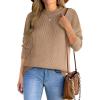 imageXIEERDUO Womens Sweaters Knit Crewneck Fall Fashion 2023 Oversized Sweater Pullover Tops Khaki L