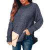 imageXIEERDUO Womens Sweaters Oversized Long Sleeve Crewneck Side Slits Tunic Tops