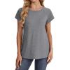 imageXIEERDUO Womens T Shirts Crew Neck Raglan Short Sleeve Shirts Fashion OutfitsGrey
