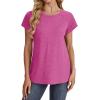 imageXIEERDUO Womens T Shirts Crew Neck Raglan Short Sleeve Shirts Fashion OutfitsHot Pink