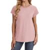 imageXIEERDUO Womens T Shirts Crew Neck Raglan Short Sleeve Shirts Fashion OutfitsPink