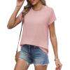 imageXIEERDUO Womens T Shirts Crew Neck Raglan Short Sleeve Shirts Fashion OutfitsPink