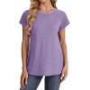 imageXIEERDUO Womens T Shirts Crew Neck Raglan Short Sleeve Shirts Fashion OutfitsPurple