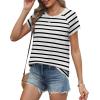 imageXIEERDUO Womens T Shirts Crew Neck Raglan Short Sleeve Shirts Fashion OutfitsStriped Black White