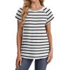 imageXIEERDUO Womens T Shirts Crew Neck Raglan Short Sleeve Shirts Fashion OutfitsStriped Black White