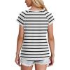 imageXIEERDUO Womens T Shirts Crew Neck Raglan Short Sleeve Shirts Fashion OutfitsStriped Black White