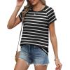 imageXIEERDUO Womens T Shirts Crew Neck Raglan Short Sleeve Shirts Fashion OutfitsStriped White Black