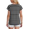 imageXIEERDUO Womens T Shirts Crew Neck Raglan Short Sleeve Shirts Fashion OutfitsStriped White Black