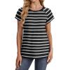 imageXIEERDUO Womens T Shirts Crew Neck Raglan Short Sleeve Shirts Fashion OutfitsStriped White Black