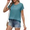 imageXIEERDUO Womens T Shirts Crew Neck Raglan Short Sleeve Shirts Fashion OutfitsTurquoise