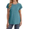 imageXIEERDUO Womens T Shirts Crew Neck Raglan Short Sleeve Shirts Fashion OutfitsTurquoise
