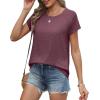 imageXIEERDUO Womens T Shirts Crew Neck Raglan Short Sleeve Shirts Fashion OutfitsWine