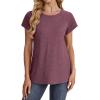 imageXIEERDUO Womens T Shirts Crew Neck Raglan Short Sleeve Shirts Fashion OutfitsWine