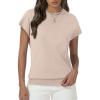 imageWomens Tops Summer Sweaters Short Sleeve Shirts Dressy Casual Basic Casual Cap Sleeve Tops Beach Vacation ClothesApricot
