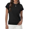 imageWomens Tops Summer Sweaters Short Sleeve Shirts Dressy Casual Basic Casual Cap Sleeve Tops Beach Vacation ClothesBlack