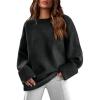 imageXIEERDUO Oversized Sweaters for Women Crewneck Long Sleeve Fuzzy Knit Warm Pullover SweaterCblack