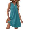 imageXIEERDUO Summer Dresses for Women 2025 Beach Vacation Clothes V Neck Button Sundresses with PocketsPlain Blue